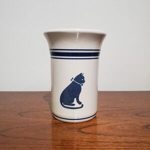 Vintage Spectrum‎ by Pfaltzgraff Cat Kitty Utensil Crock Vase Blue and White